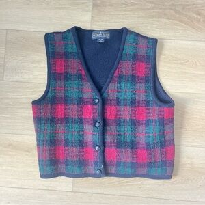 Herman Geist Plaid Wool Vest with Button Front